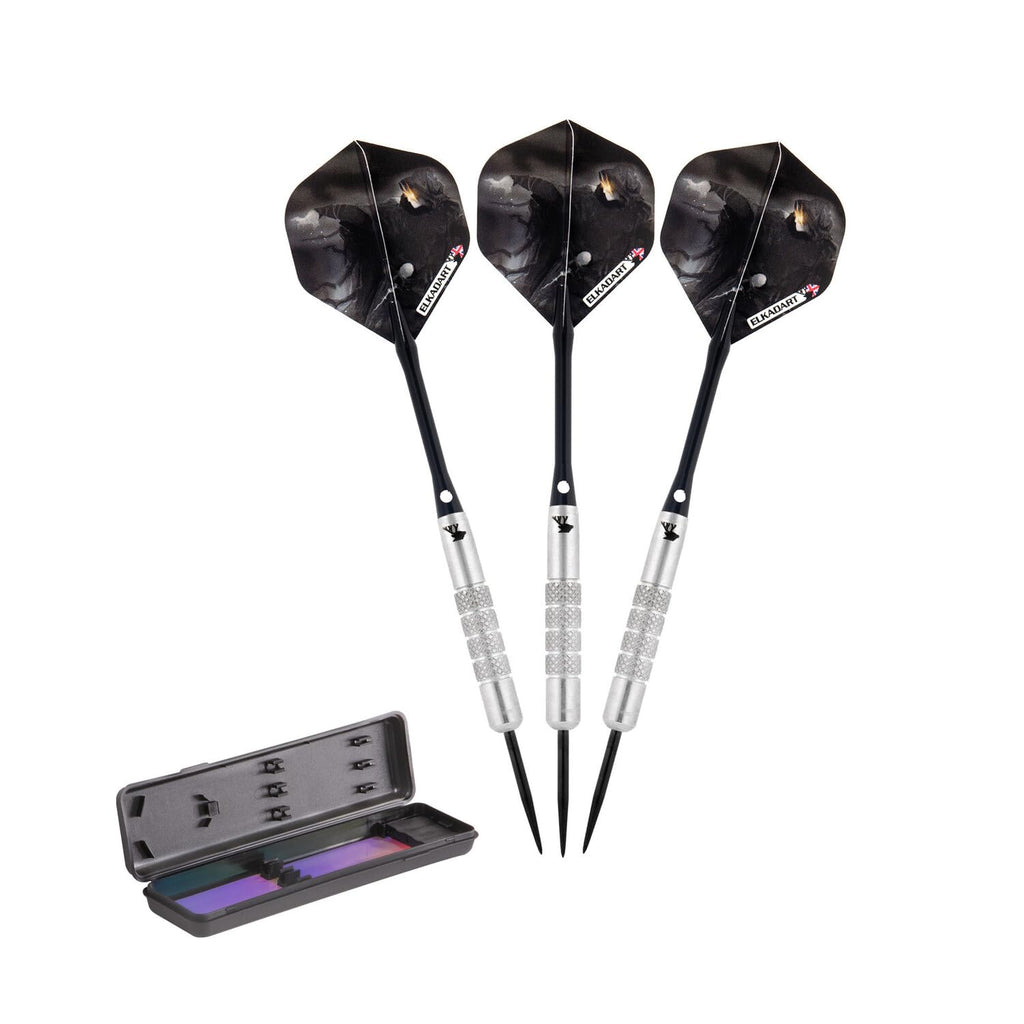 Elkadart Wizard 80% Tungsten Steel Tip Darts With Storage/Travel Case, 24 Grams,Silver