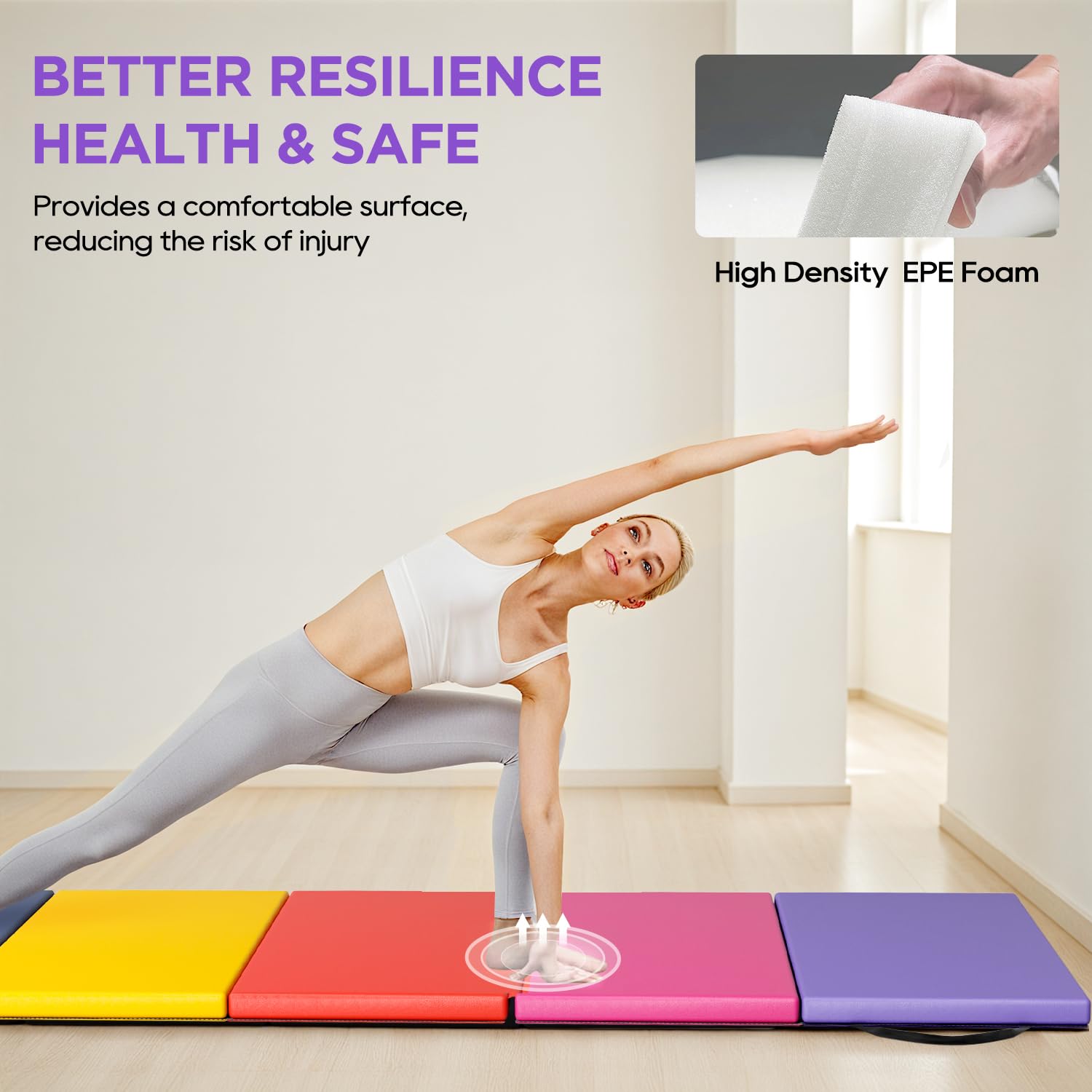 Gymnastics Mats Foldable Tumbling Mats Portable Gymnastics Exercise Mat Thick Gymnastics Tumbling Mats Pad Home Exercise Panel M