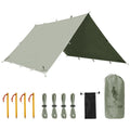 Free Soldier Camping Tarp Waterproof Portable Multifunctional Outdoor Traveling Awning Backpacking Shelter Rain Tarp (Bean Green