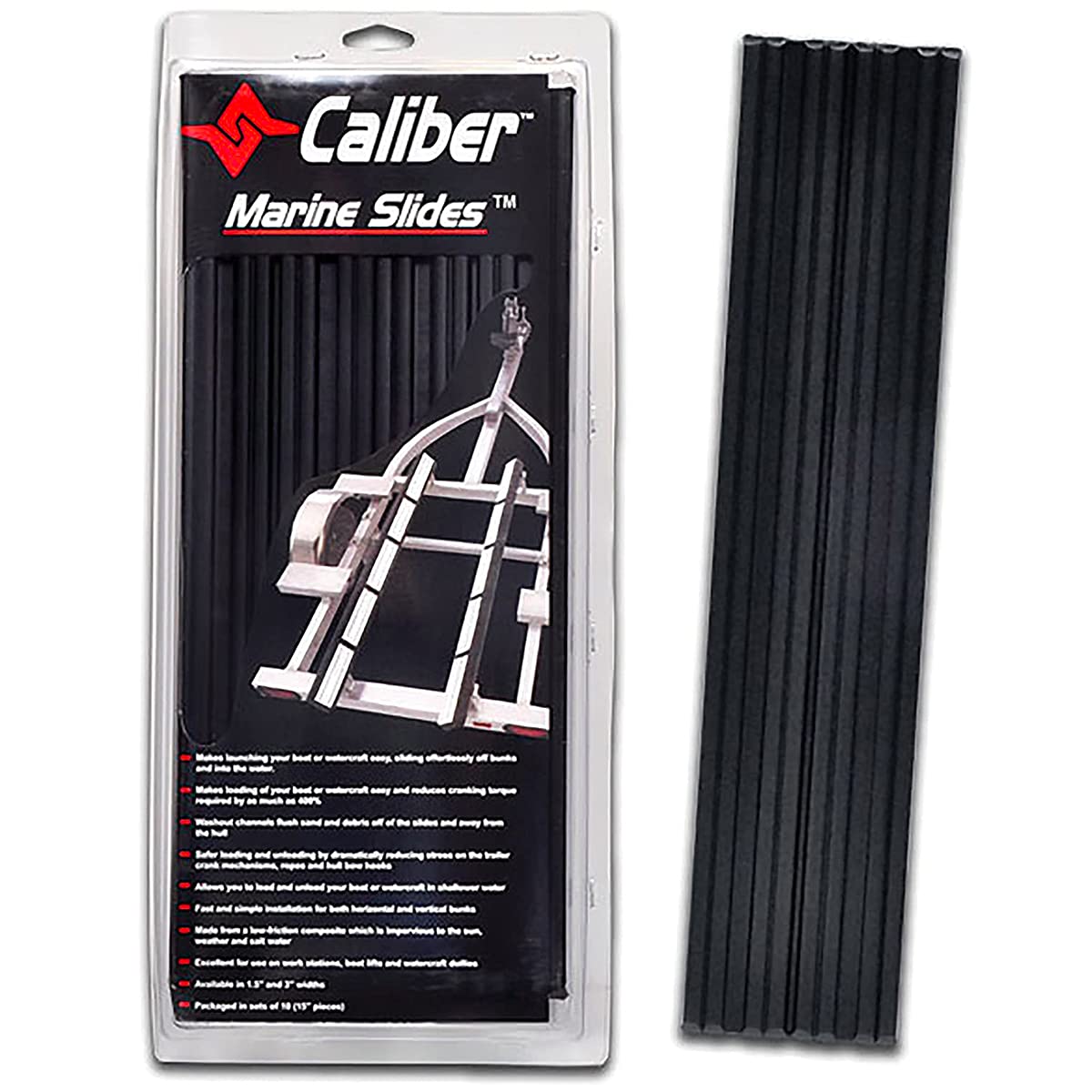 Caliber Marine Trailer Bunk Slides 23010, 3 X 15 Inch, 10-Pack Black