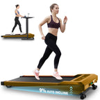 Funmily Walking Pad With Auto Incline, 4 In 1 Under Desk Treadmill For Home Office, 8 Levels Adjustable Slope Treadmill, 2.5Hp C