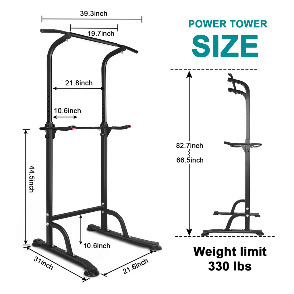 Kl Klb Sport Power Tower Workout Dip Station Pull Up Bar Height Adjustable Multi-Function Dip Stand For Home Gym Strength Traini