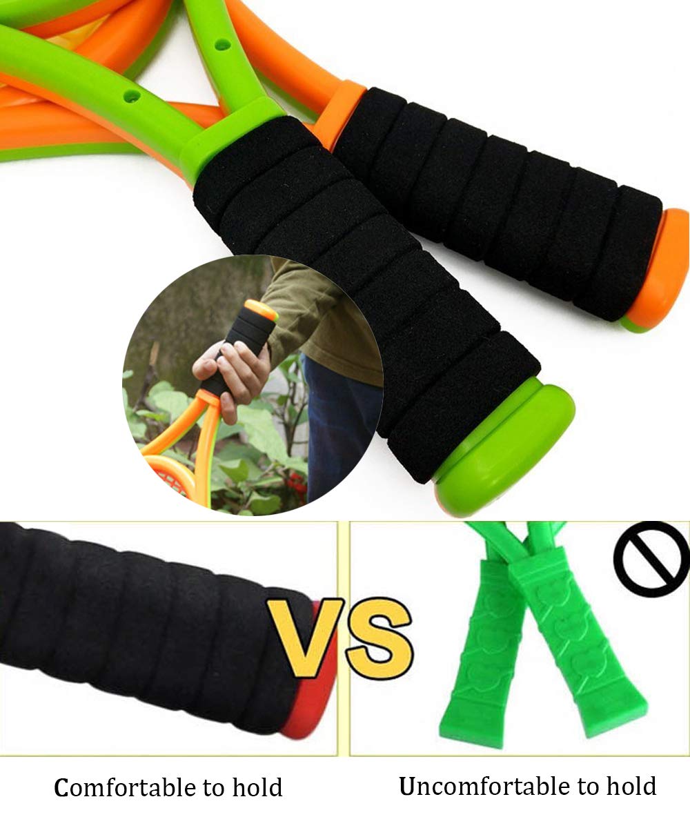 Kids Tennis Racket,17 Inch Plastic Tennis Racket With 2 Soft Balls,2 Tennis Balls And 4 Shuttlecocks For Kid,Toddler Outdoor/Ind
