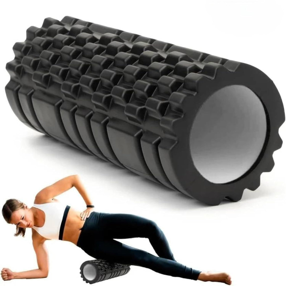 High Density EVA Foam Roller for Deep Tissue Muscle Massage | Grid Textured Roller for Yoga Pilates Gym Recovery | Trigger Point