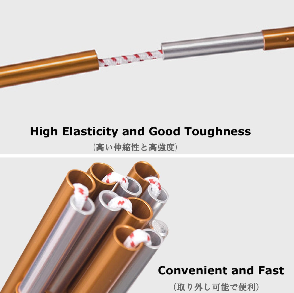 Yapjeb Aluminum Tent Poles Replacement, Camping Tent Poles Rod 2 Pcs Repair Kit Tent Support Rod For Camping (Gold - 13.3Ft)