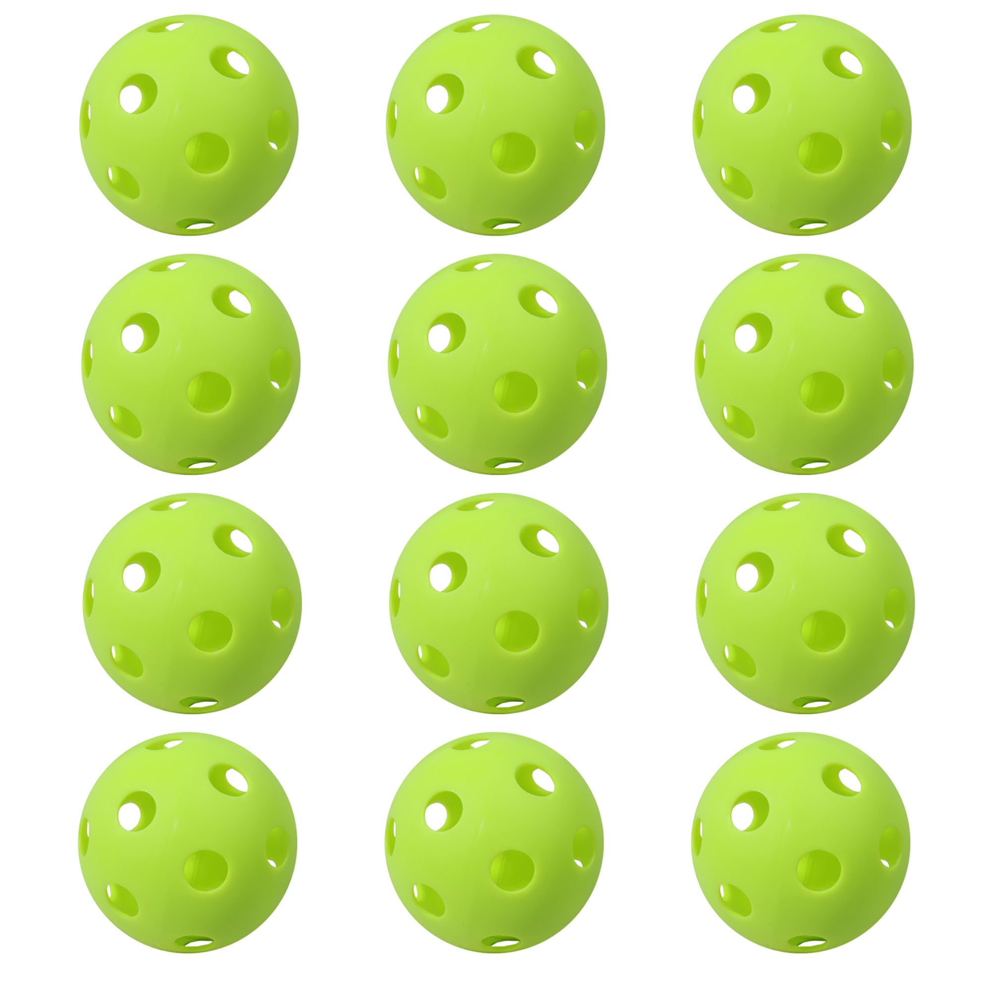 GSE Games & Sports Expert 12-Pack Fluorescent Green Practice Baseballs, Plastic Baseballs Training, Hollow Airflow Softballs for