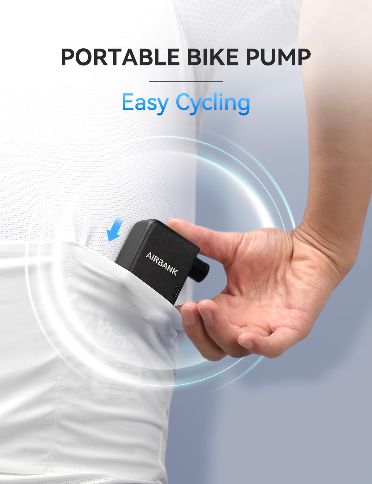 Airbank Electric Bike Pump Pocket, 100Psi Mini Cordless Bicycle Pump With Rechargeable Battery For Shrader & Presta Valves