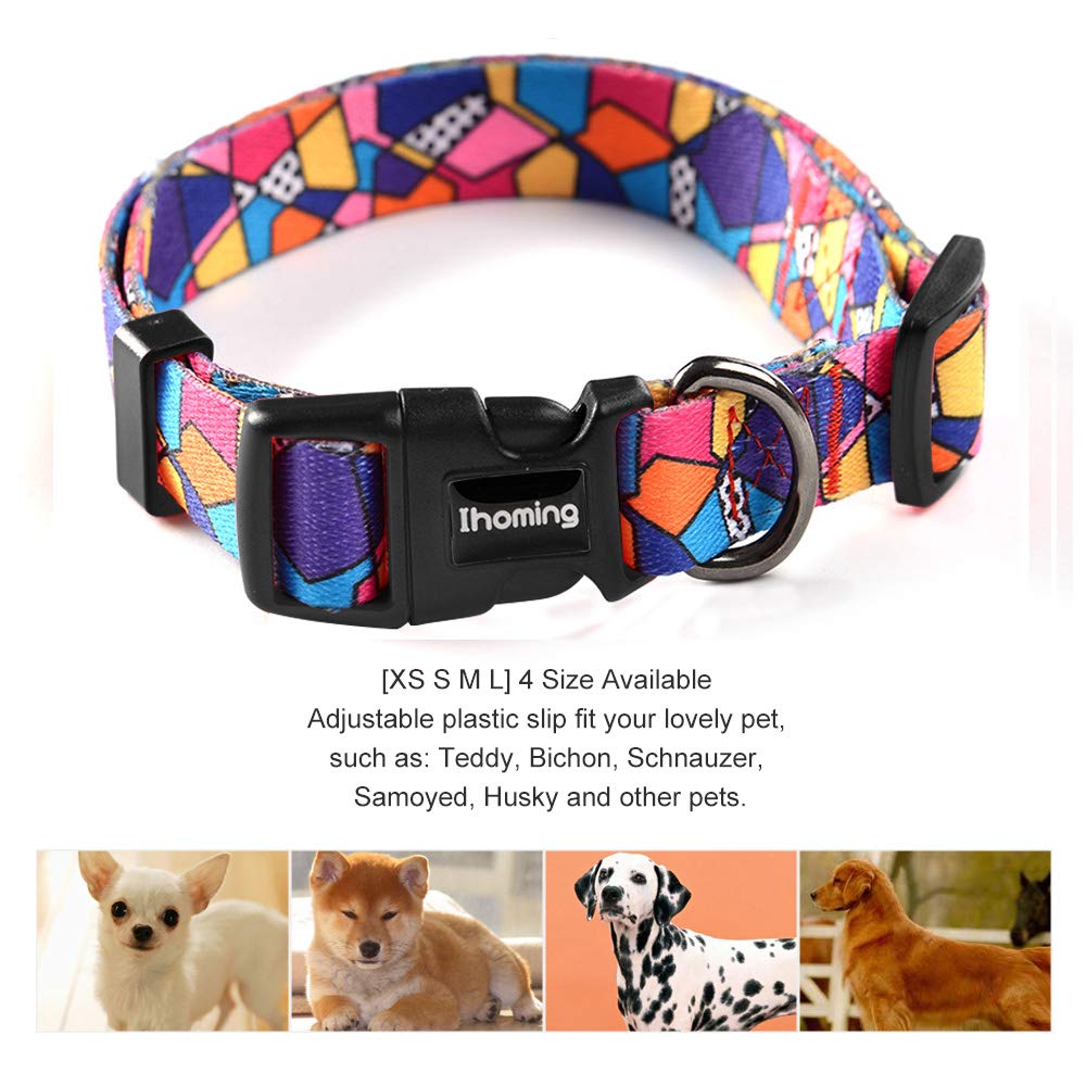 Ihoming Dog Collar And Leash Set For Daily Outdoor Walking Running Training, Geometric Design For Medium Boys Girls Dogs Cats Pe