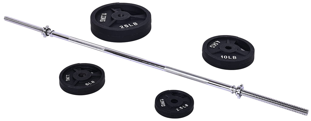 Fitvids Cast Iron Standard Weight Plates Including 5Ft Standard Barbell With Star Locks, 95-Pound Set (85 Pounds Plates + 10 Pou