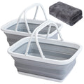 Autodeco 2 Pack Collapsible Sink With Handle Towel, 2.37 Gal / 9L Foldable Wash Basin For Washing Dishes, Camping, Hiking And Ho