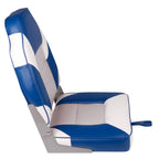 Leader Accessories A Pair Of Elite Low/High Back Folding Fishing Boat Seat (2 Seats) (White/Grey/Blue)
