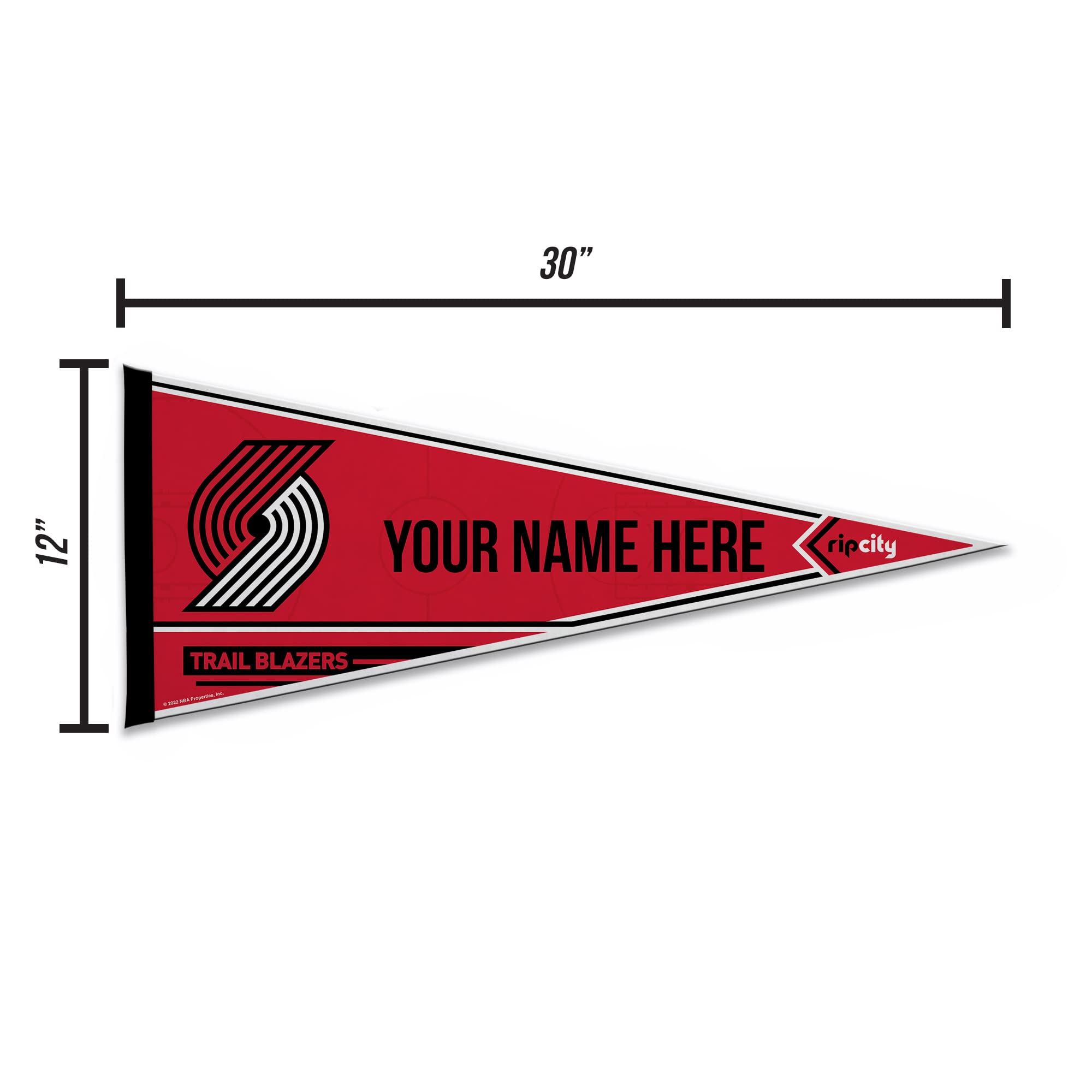 Rico Industries Nba Basketball Portland Trail Blazers Personalized - Custom 12'' X 30'' Soft Felt Pennant - Ez To Hang