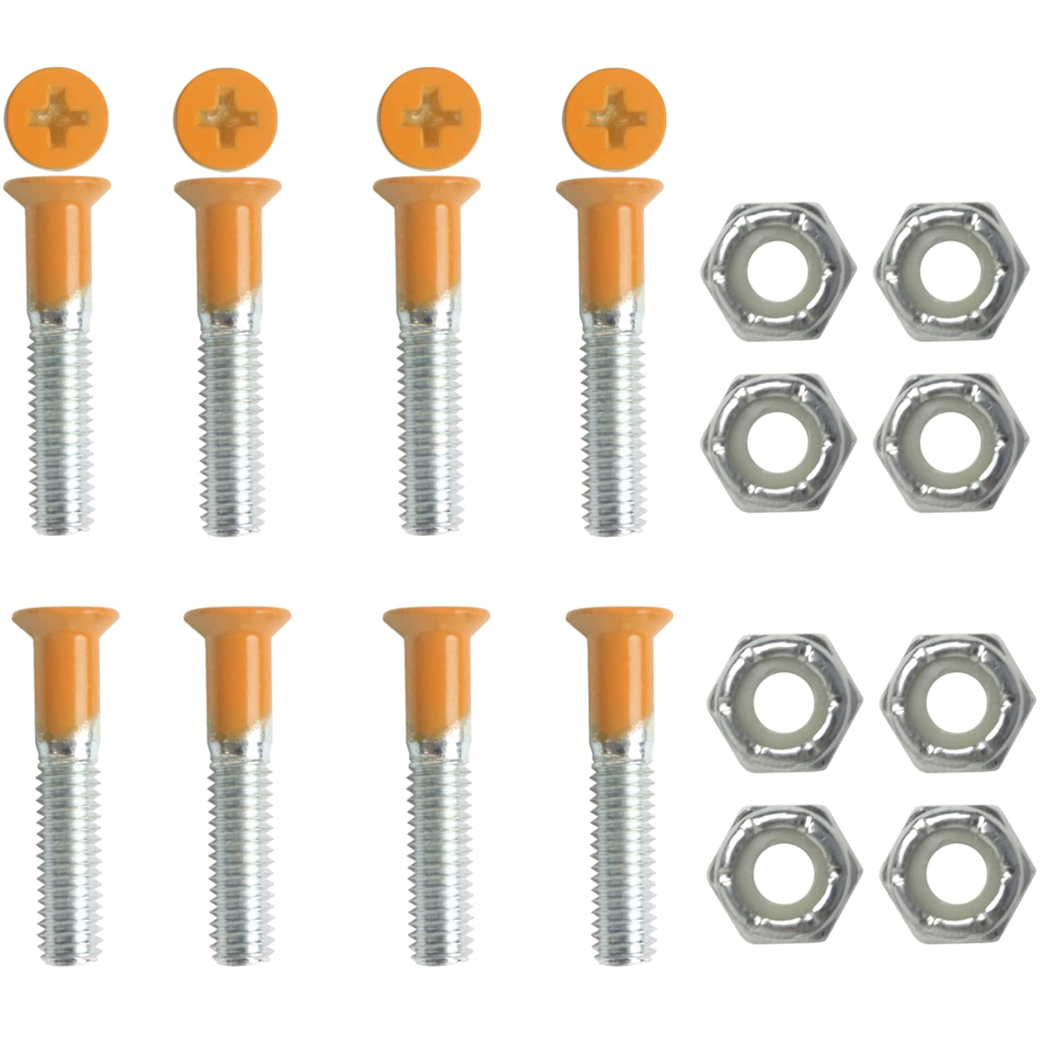 Dimebag Hardware Skateboard Mounting Nuts and Bolts 1 Phillips - Skateboard Truck Hardware - Lots of Colors (Orange)