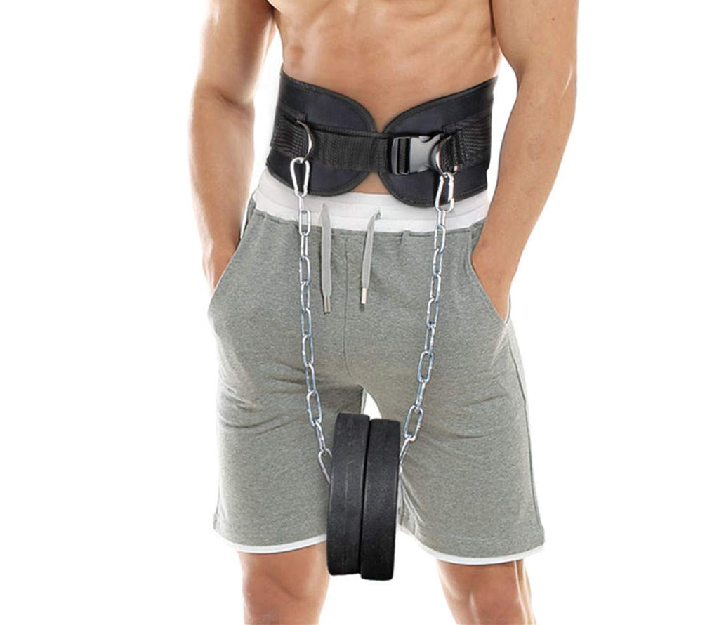Hemeraphit Pull-Up Belt Weighted Dip Belt With Chain Double D-Ring Weightlifting Back Support Strap Home Gym Equipment Waist Bel