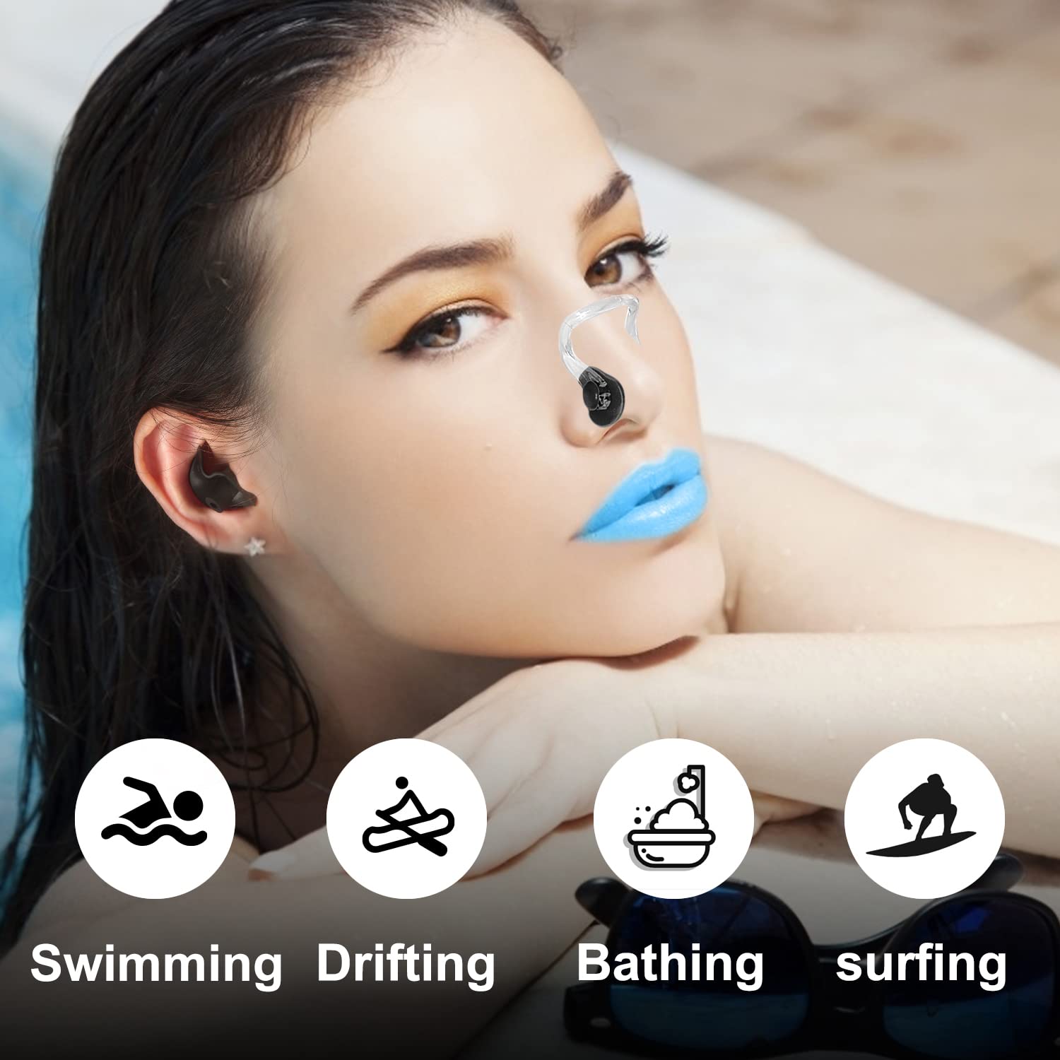 Swimming Nose Clip,Hurdilen Swim Nose Clip With Waterproof Silica Gel For Kids (Age 7+) And Adults,14 Packs,Multi-Color