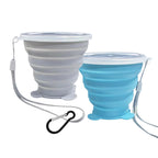 Nintora-C 2 Pcs Collapsible Cup, Silicone Collapsible Travel Cups, Expandable Folding Camping Drinking-Cup With Lids Reusable Sm