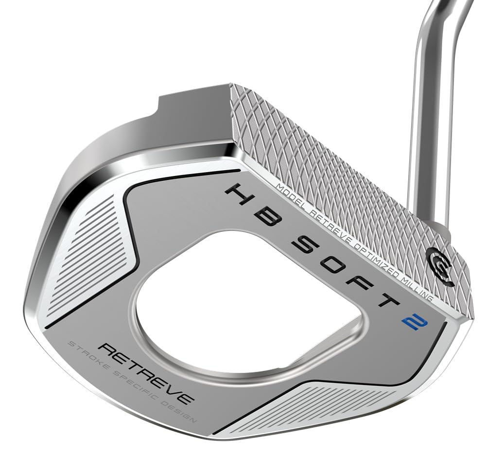 Cleveland Golf Retreve HB Soft 2 Putter, Silver, 35, Single Bend - Oversized Grip, Left Hand