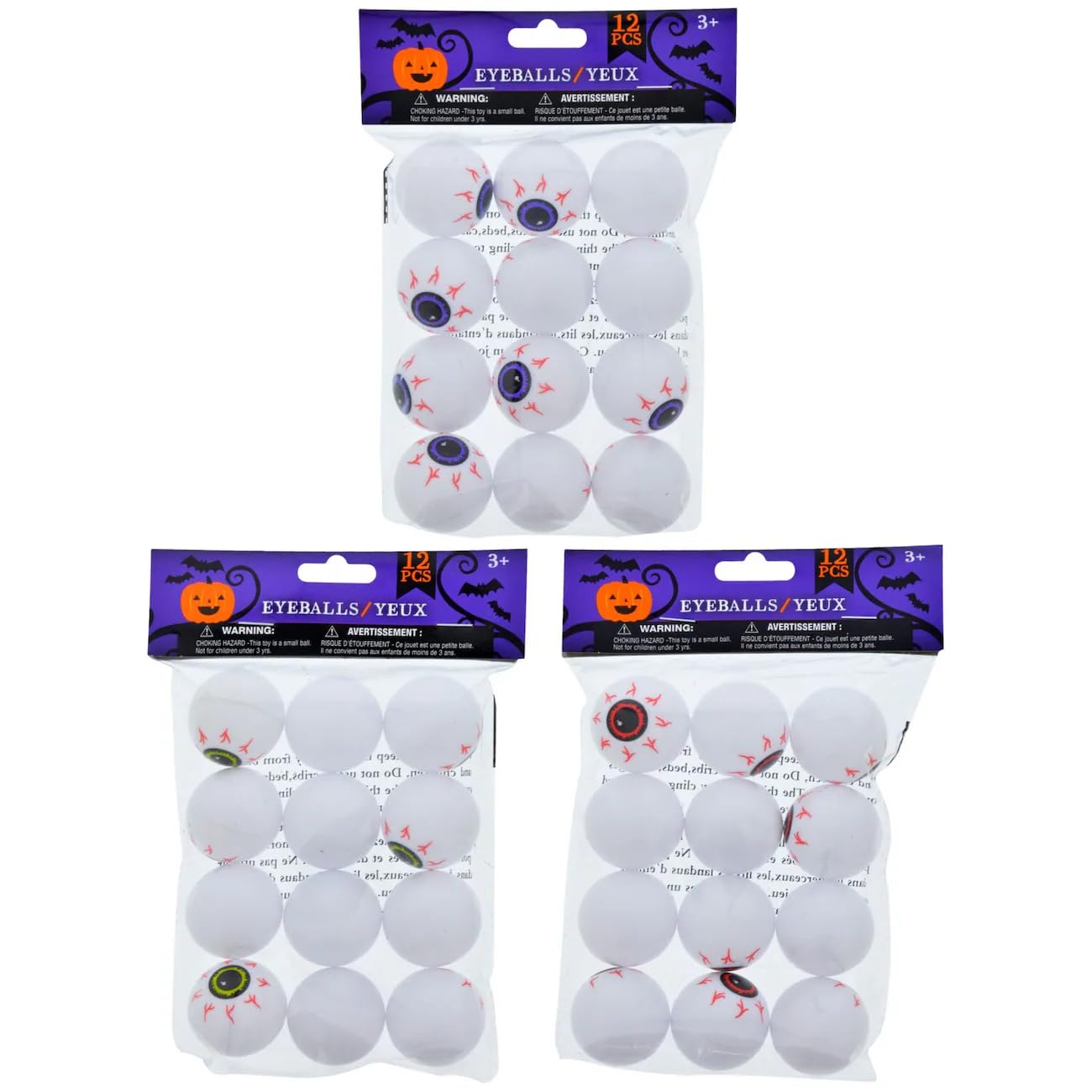 Tlc Spooky Fun Play Bundle Set Eyeball Ping Pong Balls For Halloween 36Pcs Total (Red Blue And Green)
