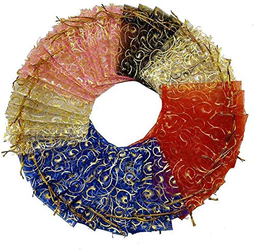ScentRose Fabric 30Pcs Organza Party Favor Drawstring Pouch, Shagun Potli Bags For Wedding/Party/Baby Shower, Dry Fruit Pouches,
