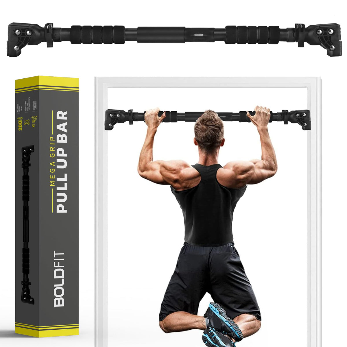 Boldfit Pull Up Bar For Home Doorway Pull Up Bars For Home Workout for Men Adjustable (72110cms) Chin Up Bar For Home Without S