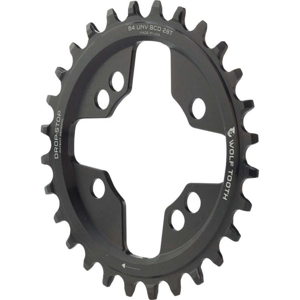 Wolf Tooth 64 BCD Mountain Bike Chainring (28 Tooth Universal, Drop-Stop A, MTB)