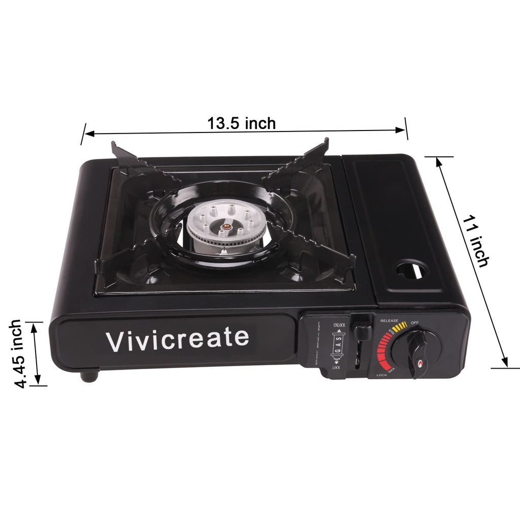 Vivicreate 8500 Btu Portable Butane Gas Stove For Camping Cooking Outdoor, Lightweight Portable Stove Burner With Auto Ignition,