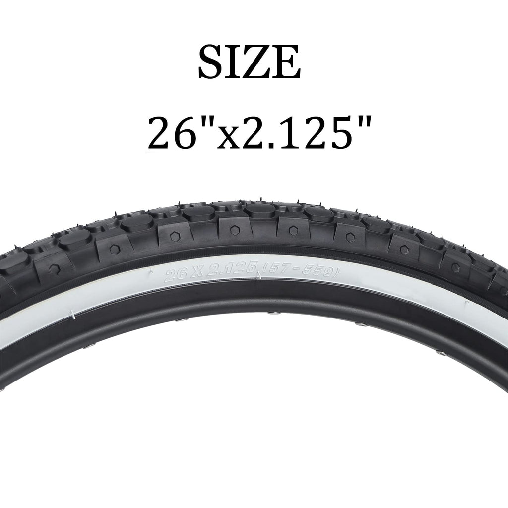 Hycline Bike Tire,26''X2.125''Folding Replacement Tire For Beach Cruiser Bicycle-White