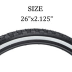 Hycline Bike Tire,26''X2.125''Folding Replacement Tire For Beach Cruiser Bicycle-White
