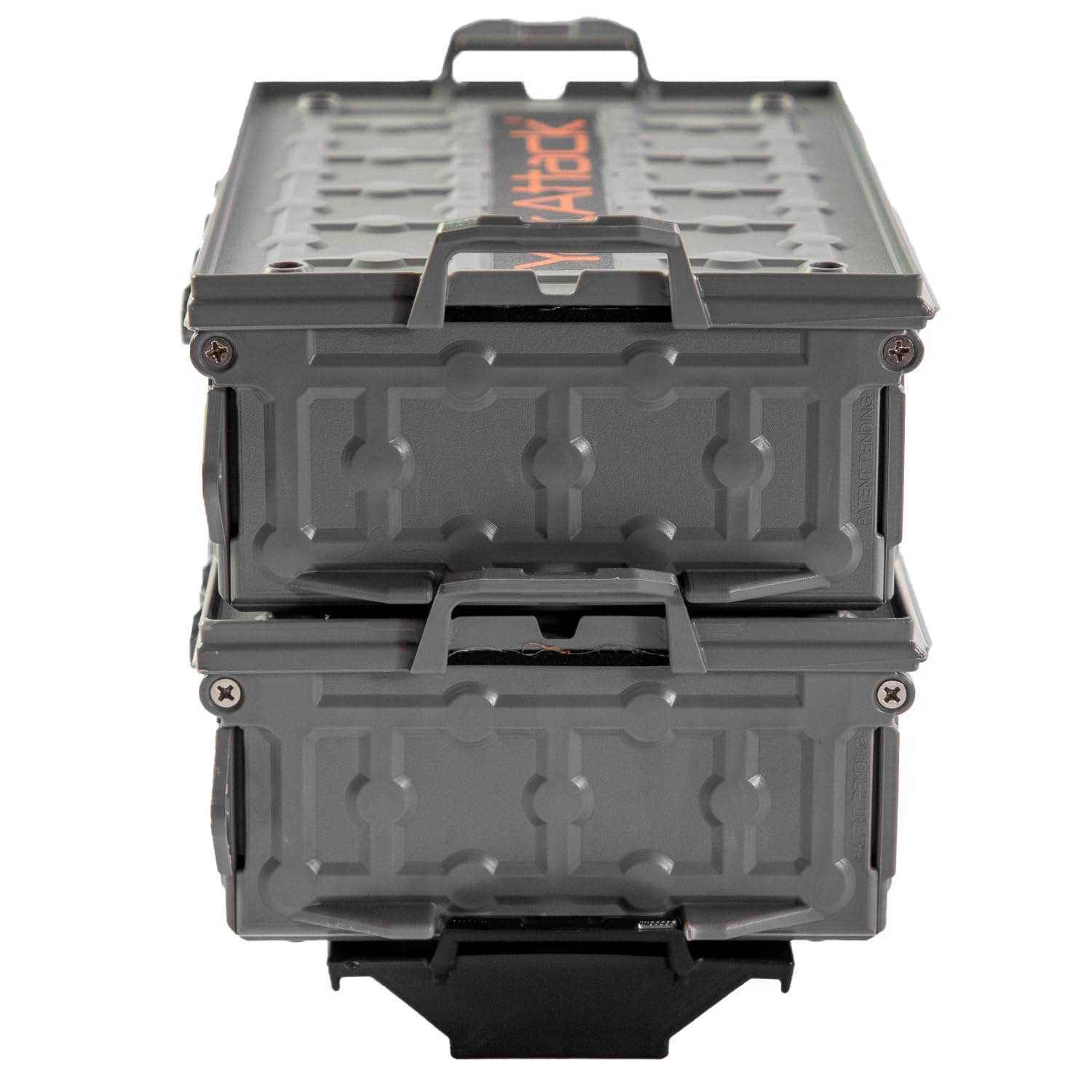 Yakattack Tracpak Battleship Gray Combo Kit - 2 Stackable Kayak Storage Boxes With Quick Release Track Mount Base | Kayak Crate