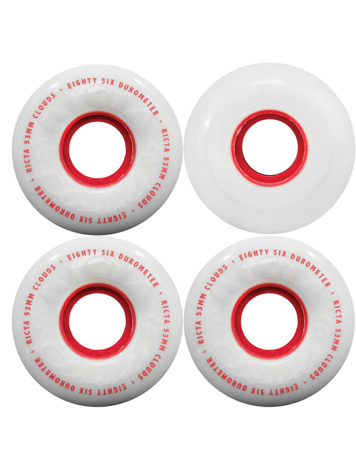 RICTA 57mm Clouds Red 86a Skateboard Wheels - Red