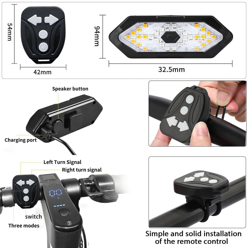Ruishika E Scooter Turn Signal,Scooter Bike Turn Signal/Blinker/Tail Light With Remote Control Compatible With Xiaomi M365/Pro2/