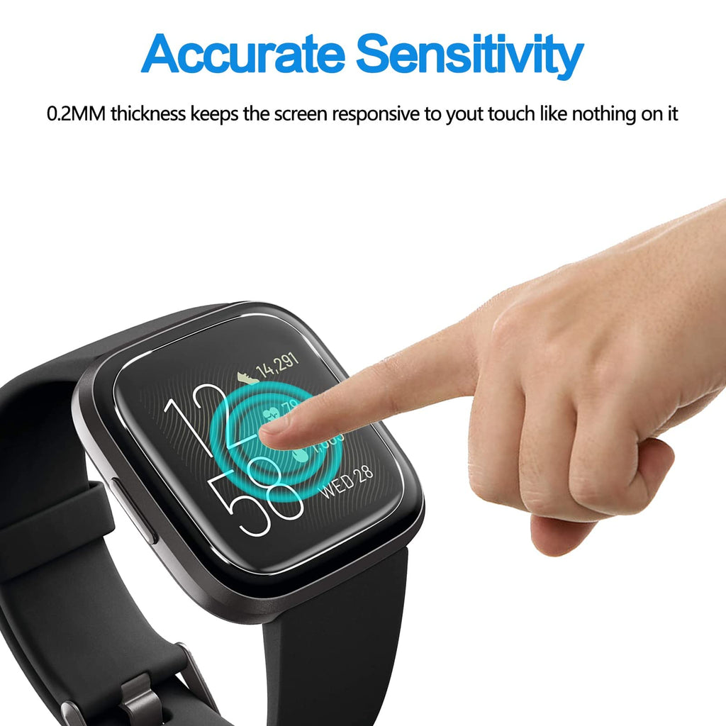 5 Pack] Compatible For Fitbit Versa 2 Tempered Glass Screen Protector, Ymhml Waterproof 9H Hardness Crystal Clear No-Bubble] Ant