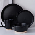 Stone Lain Jules Stoneware Round Dinnerware Set, Black,16-Piece Service For 4