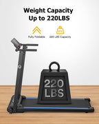 Urevo Folding Treadmill, 2.25Hp Treadmills For Home With 12 Hiit Modes, Compact Mini Treadmill For Home Office, Space Saving Sma