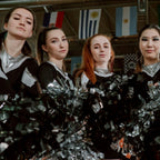 Hooshing 6Pcs Pom Poms Cheerleading Black Cheer Pom Poms With Plastic Handle For Team Spirit Sports Dance Cheering Kids Adults