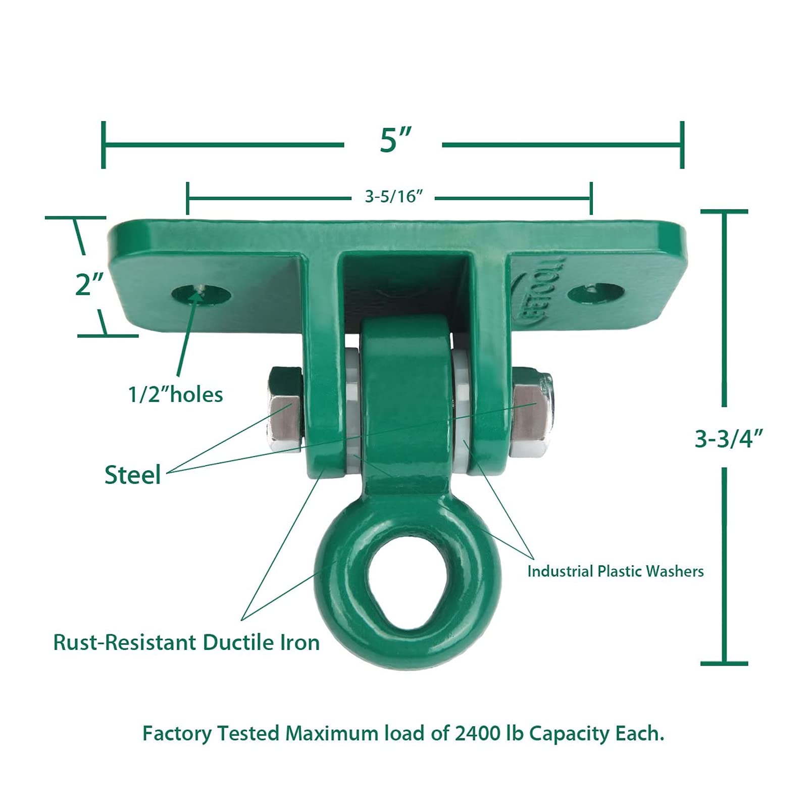 Betooll Heavy Duty Swing Hanger Set 10000 Lb Capacity For Indoor Outdoor Playground Swing Sets Pack Of 4 Green