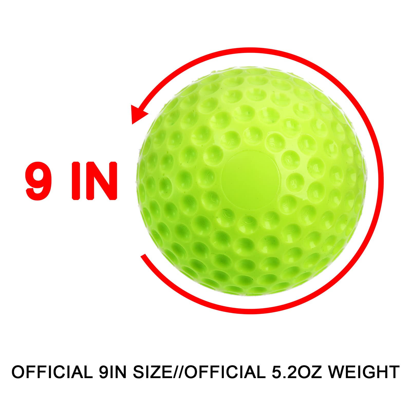 Tebery 12 Pack Green Dimpled Baseballs, 9-Inch Pitching Machine Baseballs For Hand-Eye Coordination, Hitting And Fielding Practi
