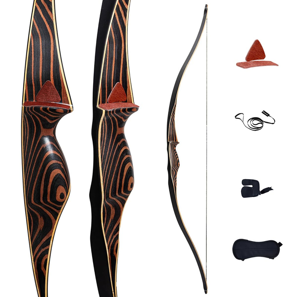 Deerseeker Outdoor Archery 54 Traditional Bow Hunting Longbow With Bamboo Core Limbs Handmade Recurve Bow Rh/Lh For Targeting Pr