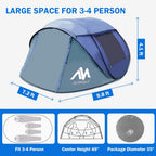 4 Person Pop Up Tents For Camping - Ayamaya Waterproof Instant Family Tents With Skylight & Removable Rainfly, Upgraded Large Si