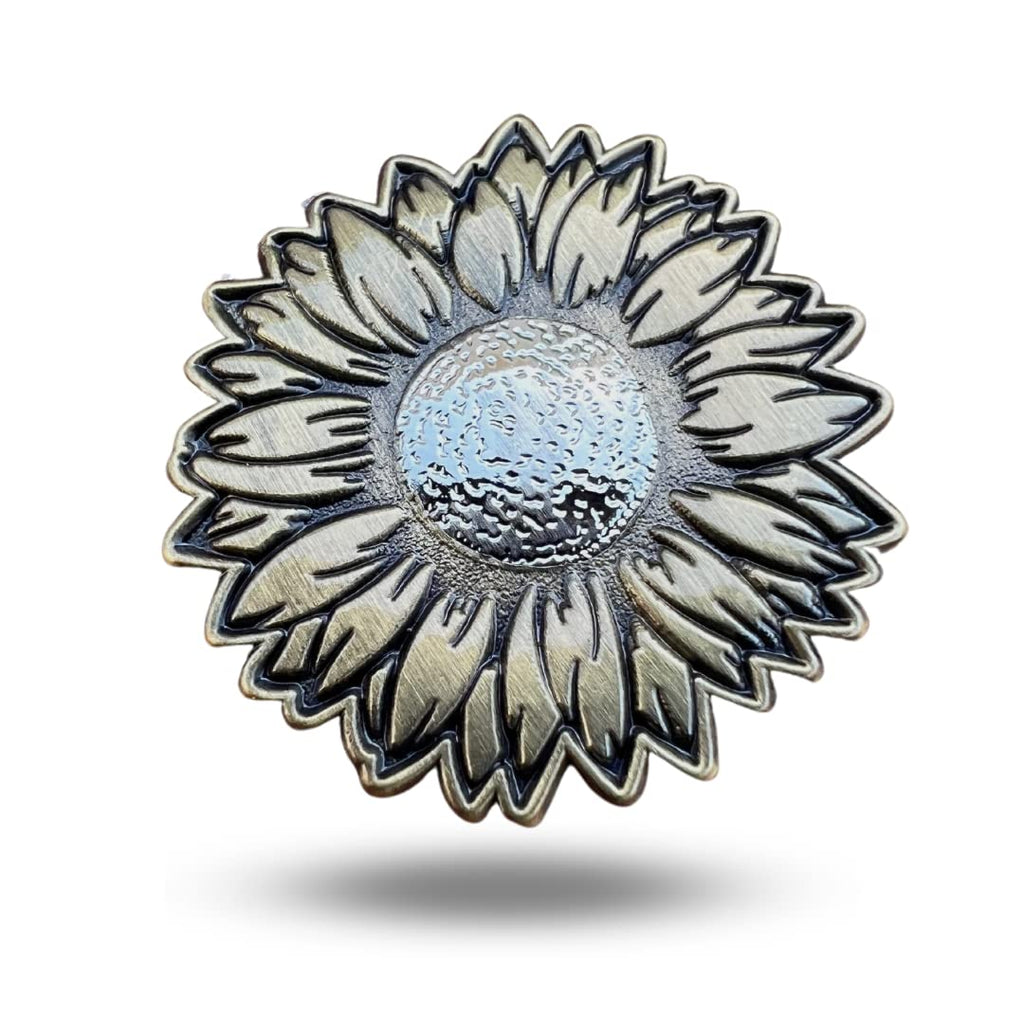 Full Metal Markers Sunflower Unique Magnetic Metal Golf Ball Marker Accessory With Hat Clip For Men And Women (1 Ball Marker + 1