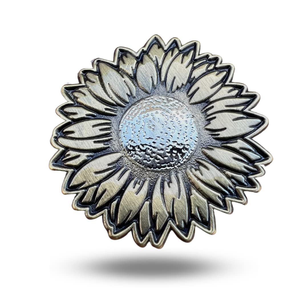 Full Metal Markers Sunflower Unique Magnetic Metal Golf Ball Marker Accessory With Hat Clip For Men And Women (1 Ball Marker + 1