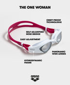 Arena The One Woman Swim Goggles For Women Watertight Fit Orbit-Proof Seals Anti-Fog Polycarbonate Non-Mirror Lens, Smoke/White/