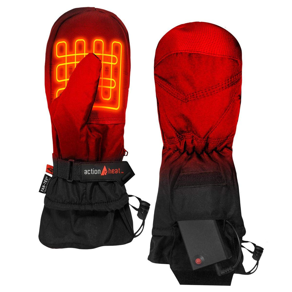 Actionheat Aa Battery Heated Mittens For Men, Women - Softshell Mittens W/Adjustable Gauntlet, Textured Grip Black