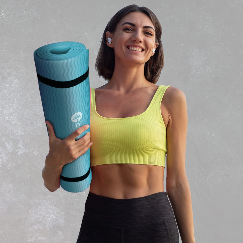 Gymenist Thick Exercise Yoga Floor Mat Nbr 24 X 71 Inches Great For Camping Cardio Workouts Pilates Gymnastics (Teal)