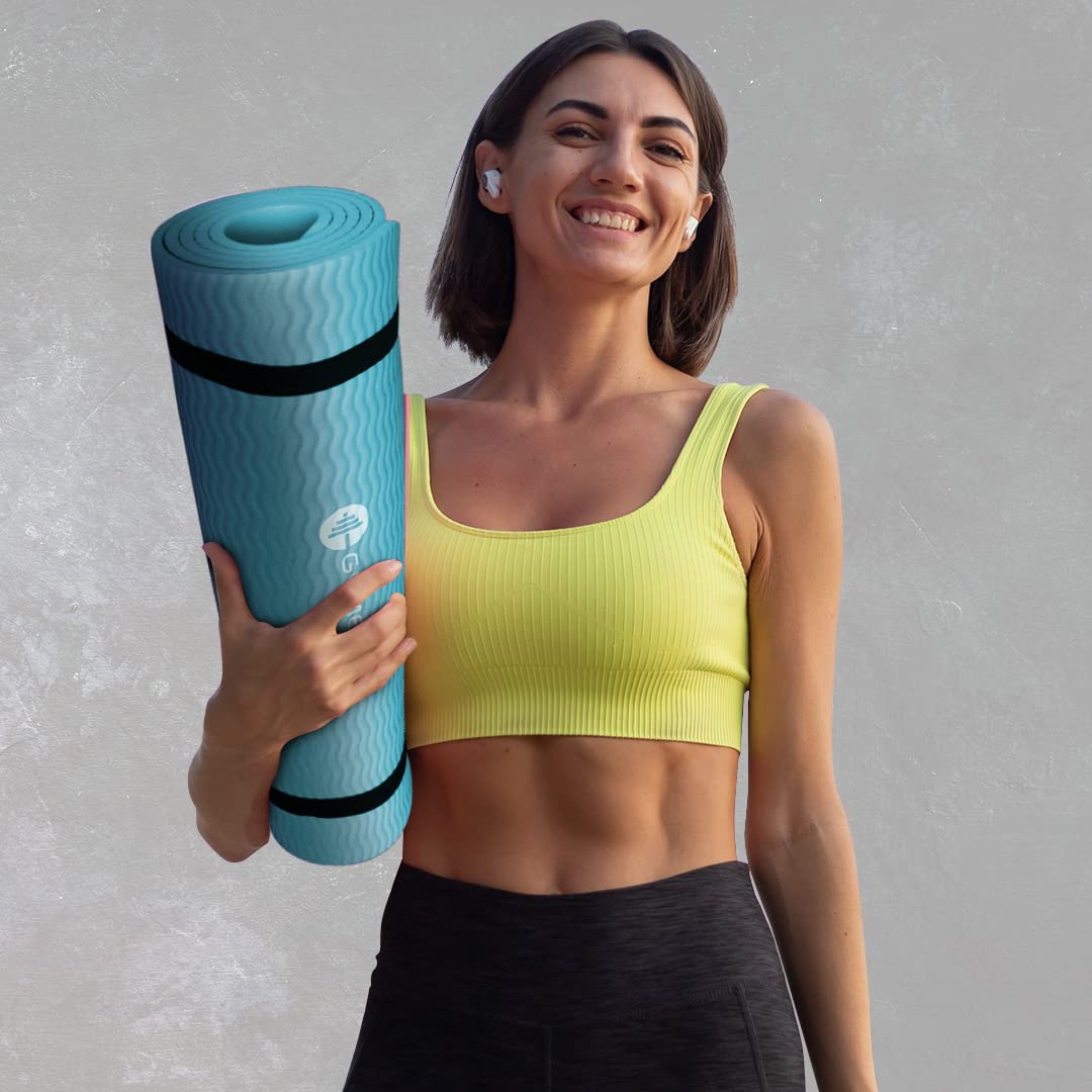 Gymenist Thick Exercise Yoga Floor Mat Nbr 24 X 71 Inches Great For Camping Cardio Workouts Pilates Gymnastics (Teal)