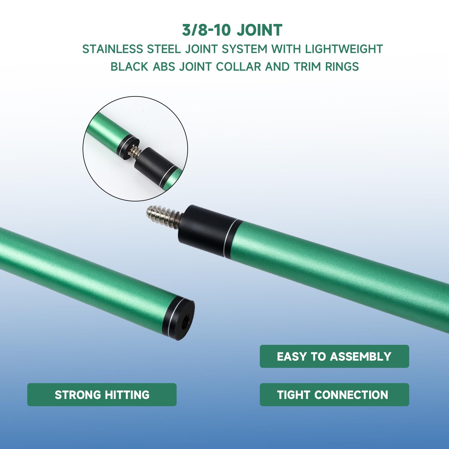 Gse 58'' 2-Piece Fiberglass Graphite Composite Billiard Pool Cue Stick (Matte Green, 19Oz)