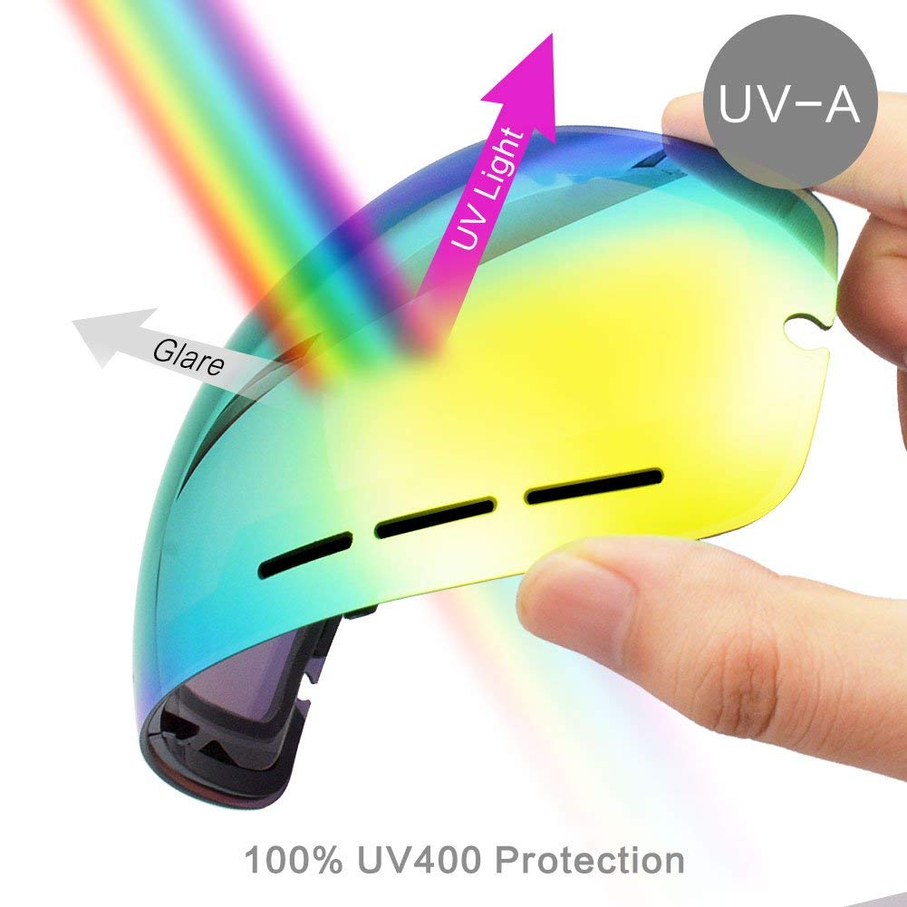 Zionor Ski Goggles Lens, Xmini 100% Otg Snow Goggles Detachable Lens For Youth Kids