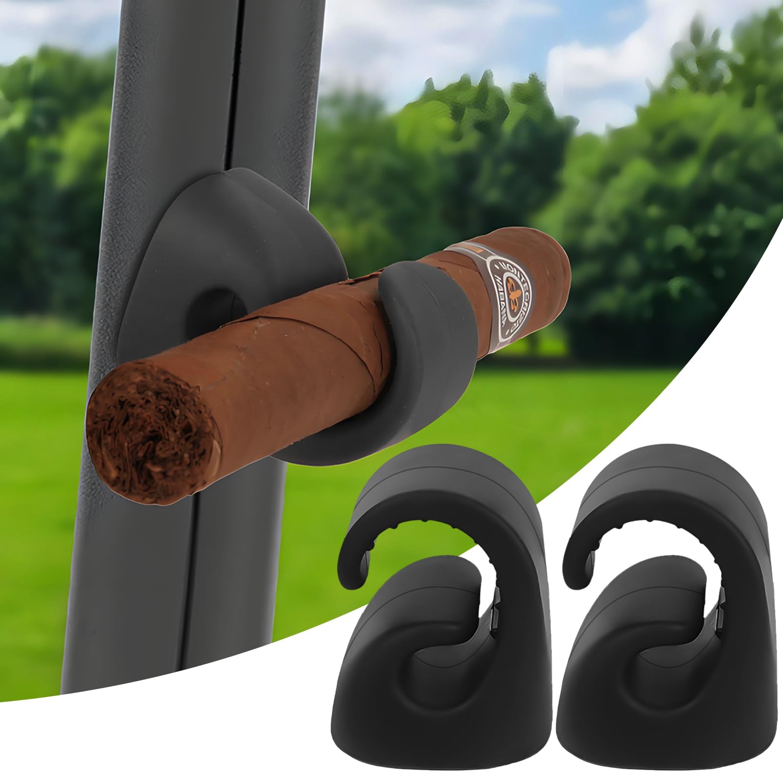 Audoyon Magnetic Cigar Holder for Golf Cart, 2 Pack Golf Cart Cigar Holder with No-Scratch Silicone & Strong Grip, Fits 38-70 Ri