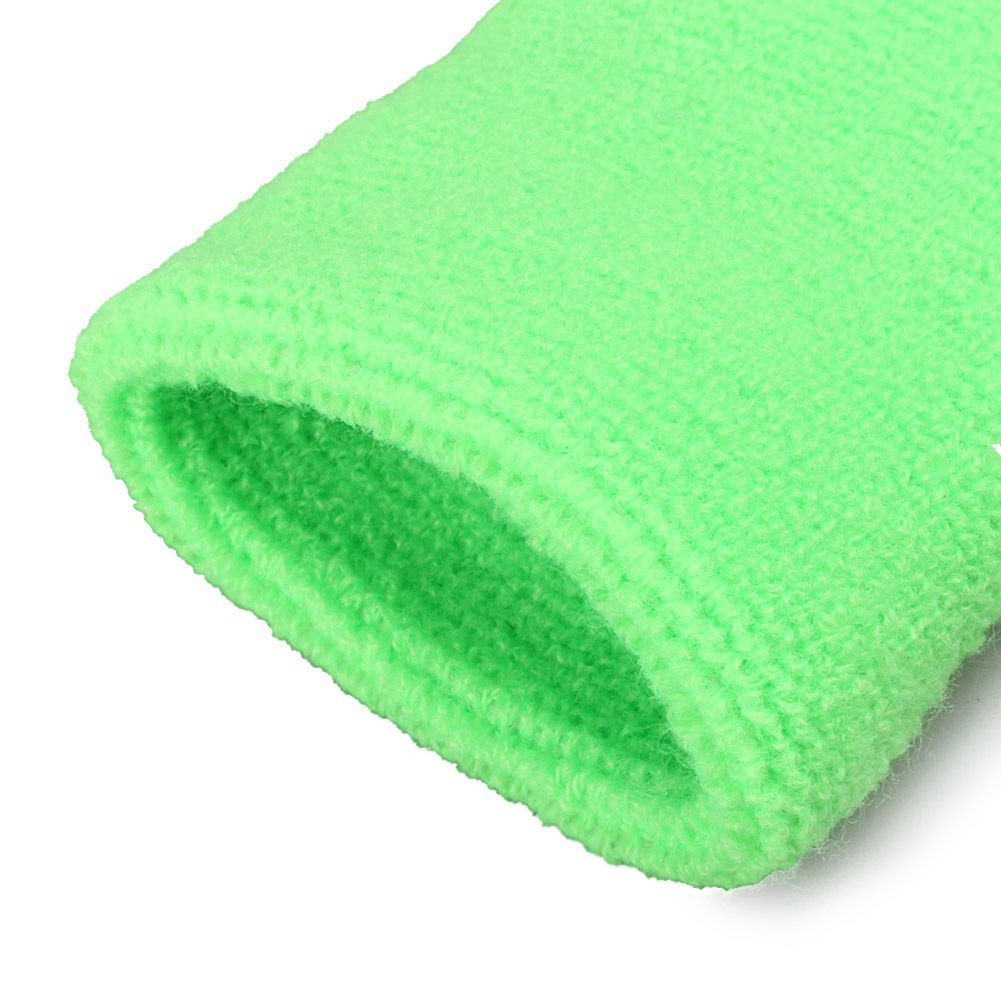 Mallofusa 10 Pack Colorful Sports Basketball Football Absorbent Wristband Party Outdoor Activity (Light Green)