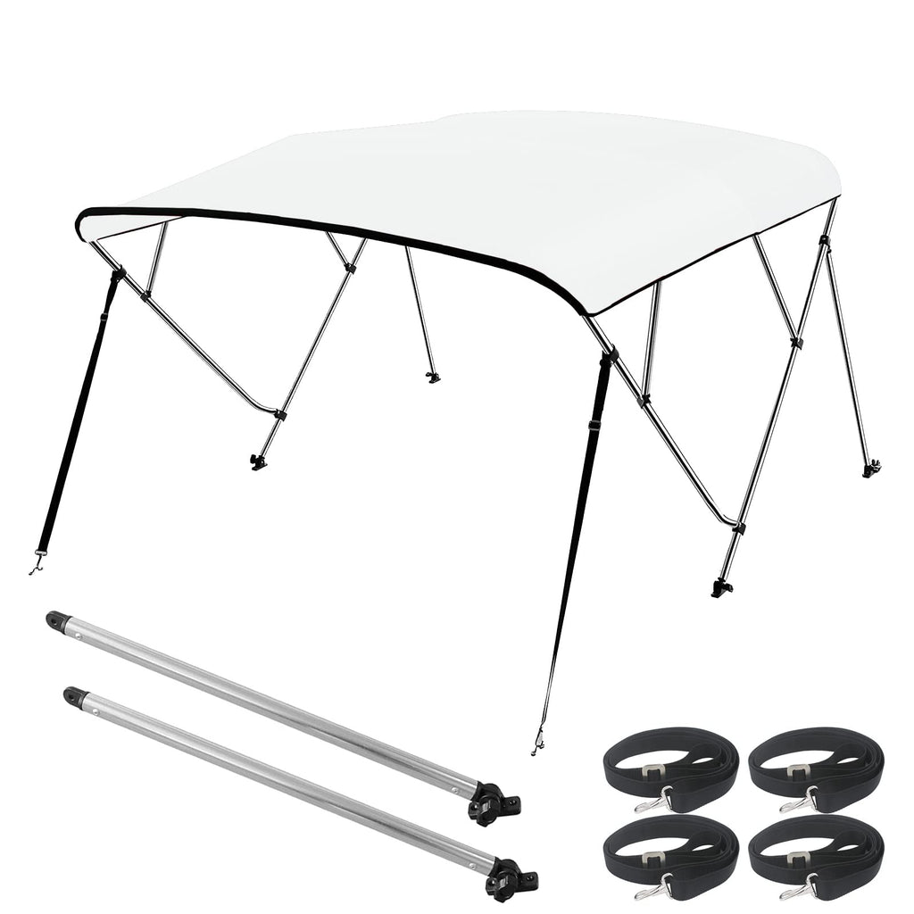 Seamander 3 Bow Marine Grade Polyester Boat Bimini Top, 600D Solution-Dyed Canvas, 4 Adjustable Nylon Straps, 2 Rear Support Pol